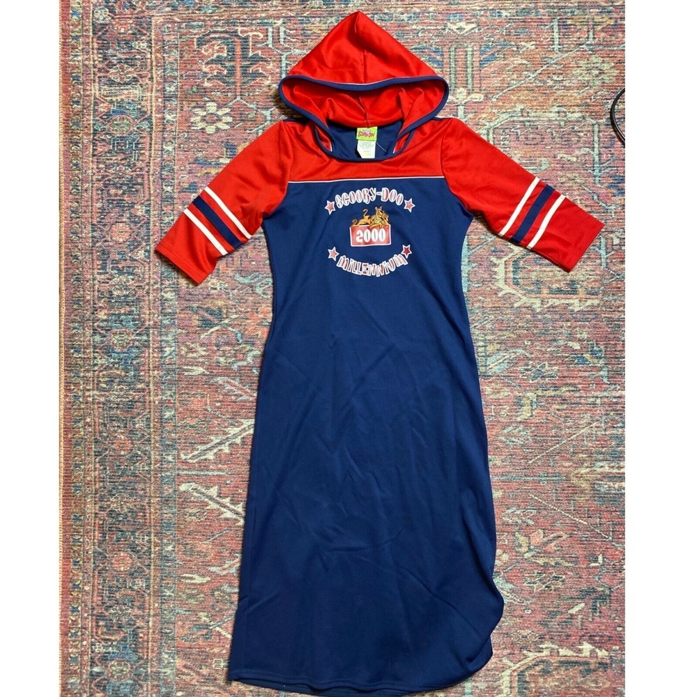 Y2K Scooby Doo Cartoon Network Hooded Dress 3/4 Sleeve Red Blue Girls Size 14 16